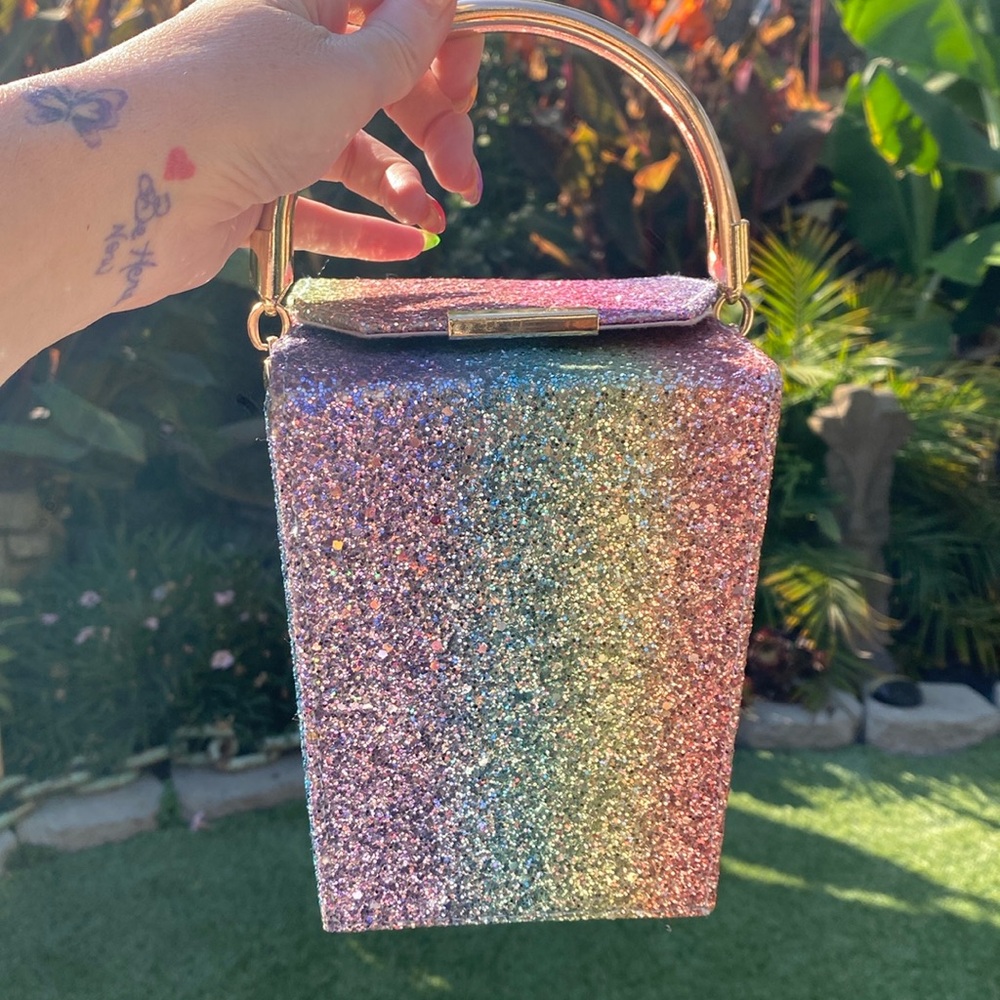 Rainbow Glitter box purse